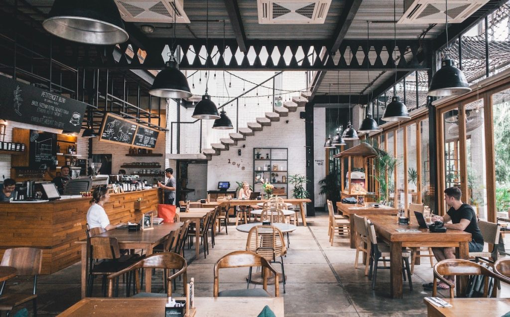 interior of a bar with a industrial decoration in Melbourne in Australia